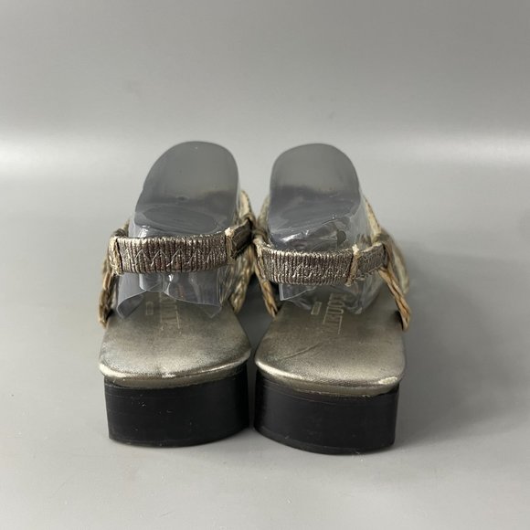 Sesto Meucci Woven Silver Metallic Leather Sandals, Size 7 1/2 - Picture 6 of 11